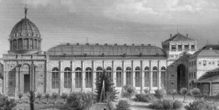 Historic print of the Karlsruhe Botanical Gardens