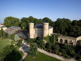 Botanischer Garten Karlsruhe, Luftaufnhame, Torbogenbau