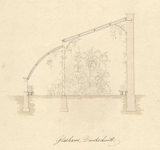 Detail aus einem Schnitt für die Glashäuser neben der Orangerie, wohl 1853