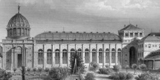 Historischer Stich des Botanischen Gartens Karlsruhe